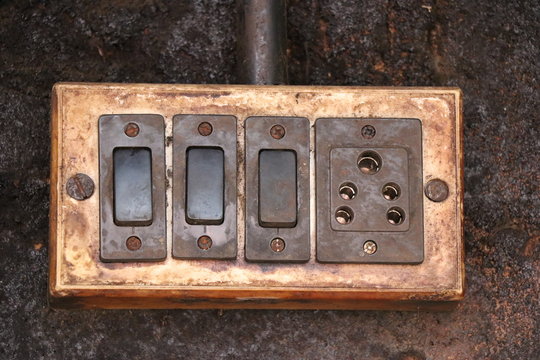 Old Electric Switch Board With Socket