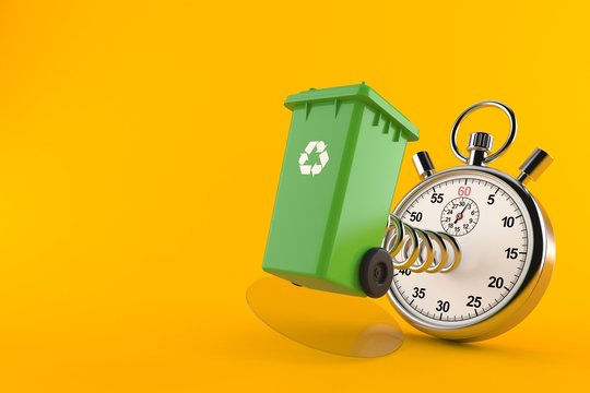 Dustbin with stopwatch