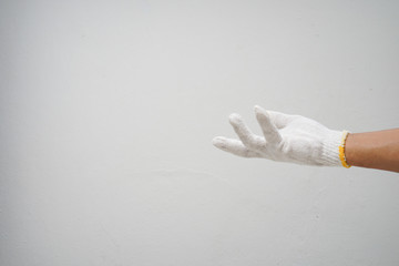Hand with cotton glove
