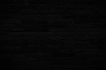 Old black brick wall texture for background with copy space for design. dark wallpaper