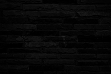 Old black brick wall texture for background with copy space for design. dark wallpaper