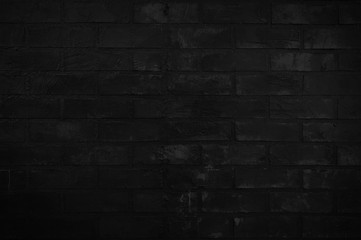 Old black brick wall texture for background with copy space for design. dark wallpaper