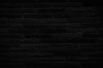 Old black brick wall texture for background with copy space for design. dark wallpaper