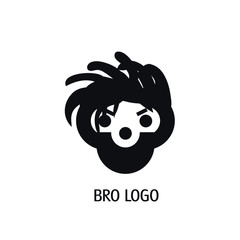 Man head rastaman logo icon face brother friend hipster rastafarian driver with a beard dreadlocks Reggae cartoon style bro Fashion print for clothes cards picture poster banner for websites Vector