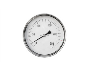 Round axial thermometer isolated on white