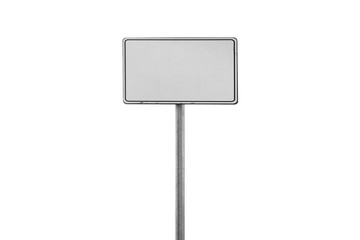 Blank white banner frame on a metal pole isolated - obrazy, fototapety, plakaty