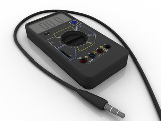 3d illustration Digital electronics multi meter
