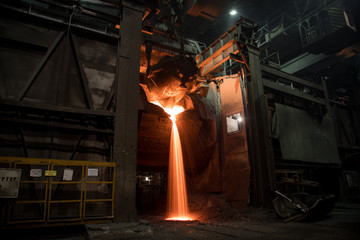 Fototapeta na wymiar Copper smelting at a metallurgical plant