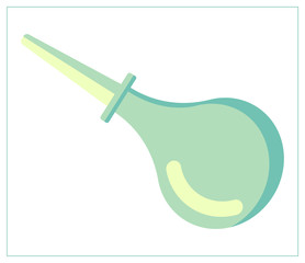 Vector flat illustration with a syringe ball, medicine silicone dropper. For your web site design, logo, app, UI