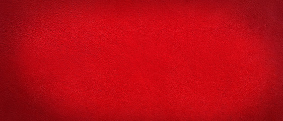 Wide panorama red wall texture for background with copy space for design