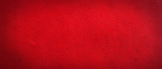 Wide panorama red wall texture for background with copy space for design