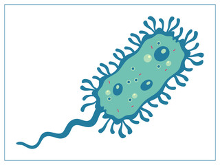Vector flat illustration with a bacteria, virus, cells, germs or epidemic bacillus. For web, logo, app, UI. Isolated