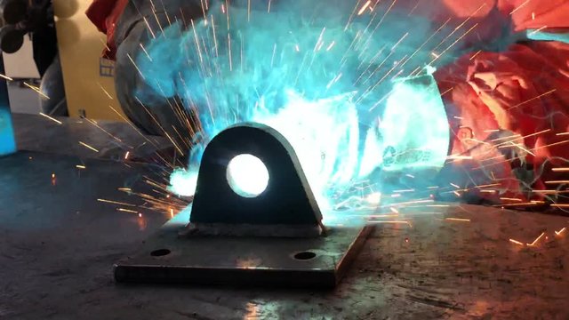 Metal being welded to create strong hooks