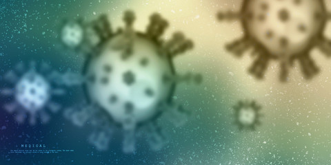 3d render Corona virus disease COVID-19. Microscopic view of a infectious virus