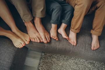 top view: legs close -up. concept of nail care, massage, health, pedicure, hygiene