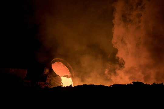 Copper smelting at a metallurgical plant
