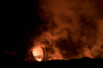 Copper smelting at a metallurgical plant