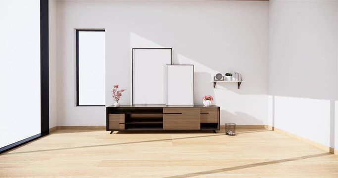 Japanese Mock up, Designed specifically in Asia style with shelf wall and tatami mat floor . 3D rendering