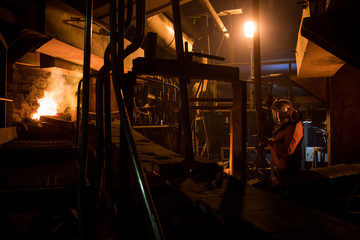 Copper smelting at a metallurgical plant