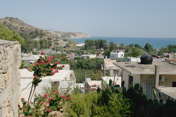 Naklejka premium View from the top of the village of Myrtos, Greece, Crete, Libyan sea
