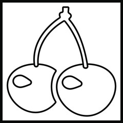 isolated illustration of a cherry in black in vector