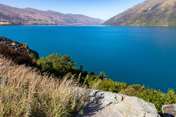 Fototapeta na wymiar Landscape at lake Wakatipu in New Zealand. South Island.