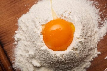 Homemade baking. making dough for baking. Eggs flour