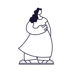 young woman standing, line style icon