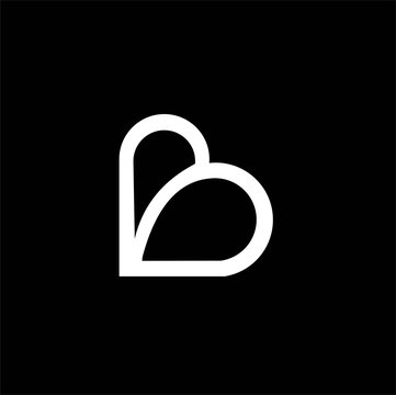letter b love logo design vector image , logo letter b icon , logo line b 