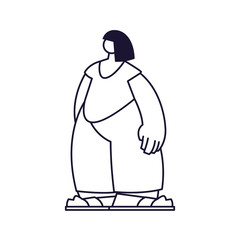 young woman standing, line style icon