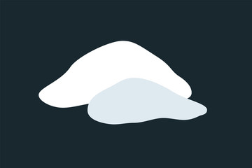 Snow pile set. Ice winter design. White blue design snow template. Snowy frame decoration isolated blue background. Contour outline cap. Christmas, New Year frozen ice texture. Vector illustration