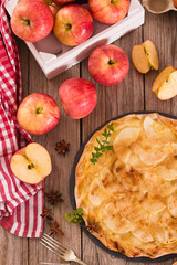 Apple tart with sugar cinnamon topping.
