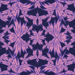 seamless pattern exotic shapes with flowers and leaves plants