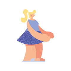 young woman standing on white background