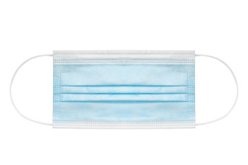 blue medical mask or surgical mask isolated on white background with clipping path