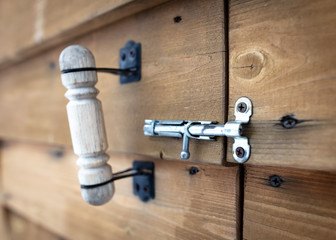 Latch on a wooden door.