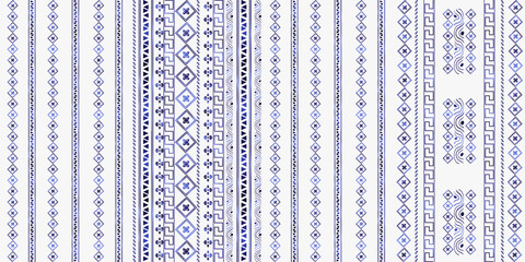 trendy stripes pattern Vector blue line hand drawn seamless