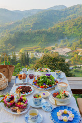 breakfast table setting the mountain view