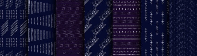 Naklejka premium Set, bundle Vector modern geometric seamless pattern. Grey texture with lines, stripes. Decorative silver line for wallpapers, prints, carpet