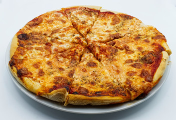 Slices of homemade italian margherita pizza. 