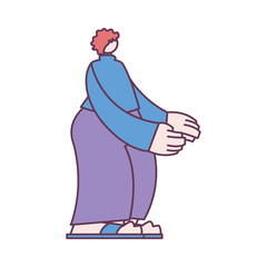 young man standing on white background