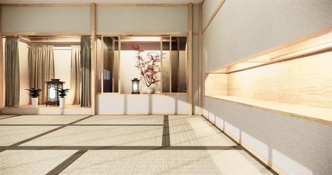 mock up, Japanese empty room tatami mat Designing the most beautiful. 3D rendering
