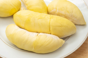 Durian, King of fruits, durian on wooden table background.