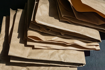 Stuck of reusable wrapping paper ready for recycle. Recycled paper background