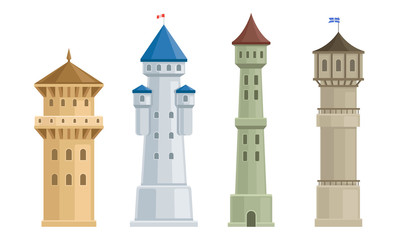 High Stone Towers with Castellation Walls and Windows Vector Set © Happypictures