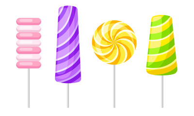 Twisted and Swirling Lollipops on Sticks Vector Set