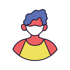 portrait of man with medical mask on white background