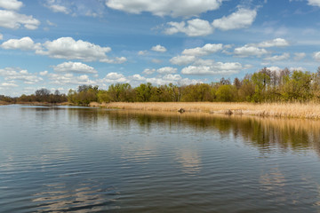 Quiet Ros river in spring, Ukraine