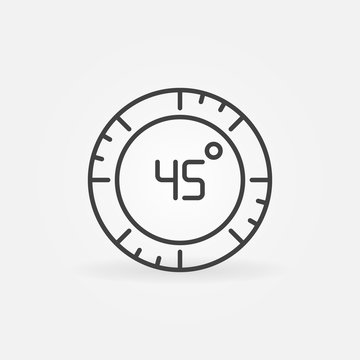 45 degree vector concept circular icon or symbol in outline style