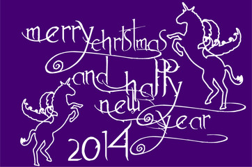 horses and christmas and new year graphic design vector art